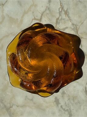 Vintage MCM 1960s Fenton Amber Swirl Glass Bowl